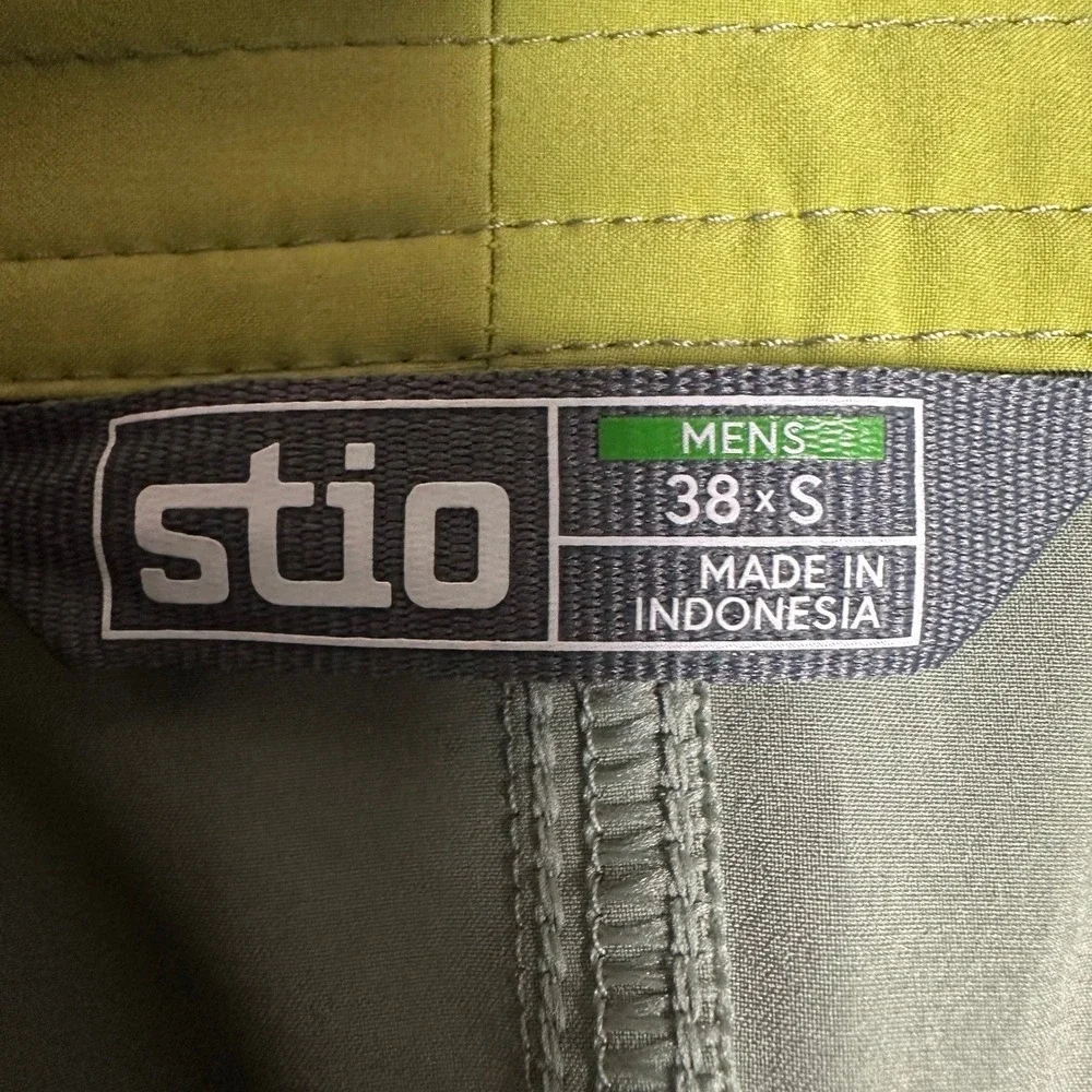 STIO Pants Mens Sz 38 Short Green CFS Board Stretch Lightweight Softshell Hiking